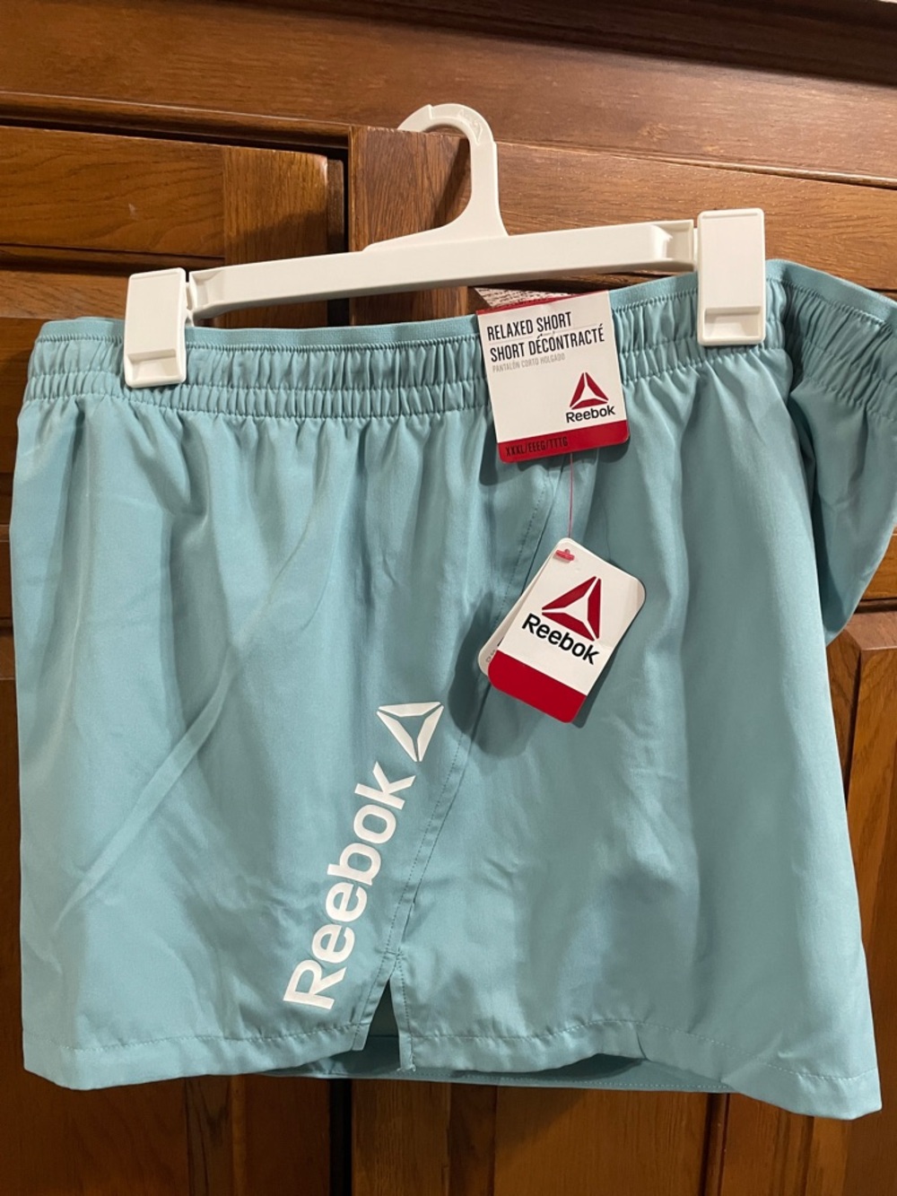 Reebok Aqua Relaxed Athletic Shorts with White Logo NWT Sz.XXXL
